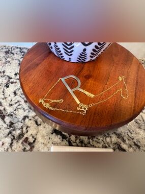 Caitlyn Minimalist~Gold Initial R Necklace - Letter R Pendant